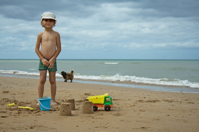 Playing on Normandy beaches